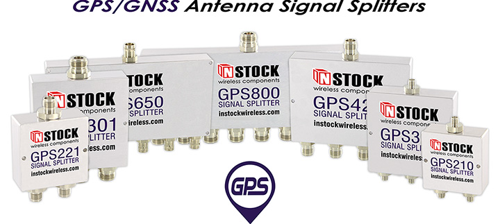 A collage of INSTOCK Wireless GPS antenna signal splitters