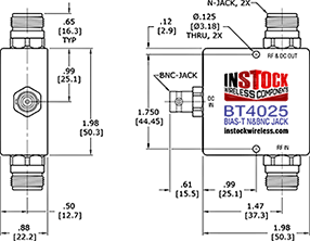 Coaxial Bias Tee N-type & BNC Outline Drawing