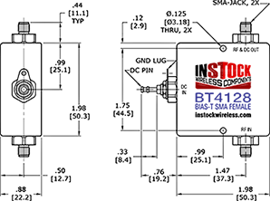 Coaxial Bias Tee SMA Outline Drawing