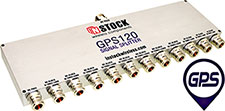 GPS120, 12-way GPS antenna signal splitter with N-type coaxial connectors spanning 1-2 GHz
