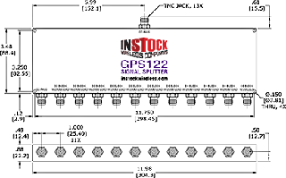 GPS Antenna Signal Splitter, 12 Way, TNC Outline Drawing