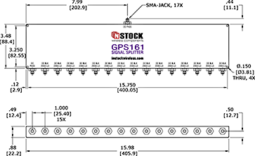 GPS Splitter, 16 Way, SMA Outline Drawing