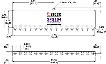 GPS Antenna Signal Splitter, 16 Way, SMA Outline Drawing