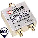 GPS210, 2-way GPS antenna signal splitter with SMA coaxial connectors spanning 1-2 GHz