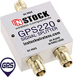 GPS220, 2-way GPS antenna signal splitter with TNC coaxial connectors spanning 1-2 GHz