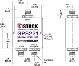 IP67 Outdoor Weatherproof GPS Splitter TNC-jack Outline Drawing