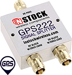 GPS222, 2-way GPS antenna signal splitter with TNC coaxial connectors spanning 1-2 GHz