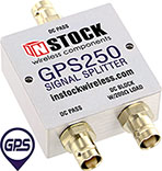 GPS250, 2-way GPS antenna signal splitter with BNC coaxial connectors spanning 1-2 GHz