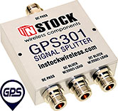 GPS301, 3-way GPS antenna signal splitter with N-type coaxial connectors spanning 1-2 GHz