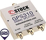 GPS310, 3-way GPS antenna signal splitter with SMA coaxial connectors spanning 1-2 GHz