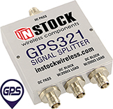 GPS321, 3-way GPS antenna signal splitter with TNC coaxial connectors spanning 1-2 GHz