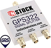 GPS322, 3-way GPS antenna signal splitter with TNC coaxial connectors spanning 1-2 GHz