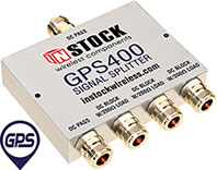 GPS400, 4-way GPS antenna signal splitter with N-type coaxial connectors spanning 1-2 GHz