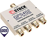 GPS402, 4-way GPS antenna signal splitter with N-type coaxial connectors spanning 1-2 GHz