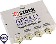 GPS411, 4-way GPS antenna signal splitter with SMA coaxial connectors spanning 1-2 GHz