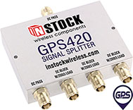 GPS420, 4-way GPS antenna signal splitter with TNC coaxial connectors spanning 1-2 GHz
