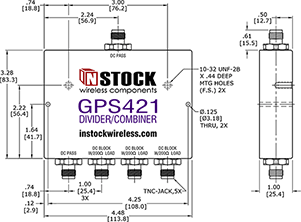 IP67 Outdoor Weatherproof GPS Splitter TNC-jack Outline Drawing