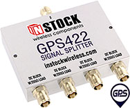 GPS422, 4-way GPS antenna signal splitter with TNC coaxial connectors spanning 1-2 GHz