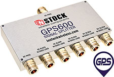GPS600, 6-way GPS antenna signal splitter with N-type coaxial connectors spanning 1-2 GHz