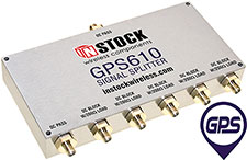 GPS610, 6-way GPS antenna signal splitter with SMA coaxial connectors spanning 1-2 GHz