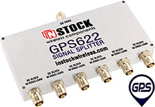 GPS622, 6-way GPS antenna signal splitter with TNC coaxial connectors spanning 1-2 GHz