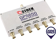 GPS650, 6-way GPS antenna signal splitter with BNC coaxial connectors spanning 1-2 GHz