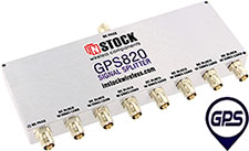 GPS820, 8-way GPS antenna signal splitter with TNC coaxial connectors spanning 1-2 GHz