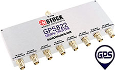 GPS822, 8-way GPS antenna signal splitter with TNC coaxial connectors spanning 1-2 GHz