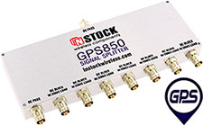 GPS850, 8-way GPS antenna signal splitter with BNC coaxial connectors spanning 1-2 GHz