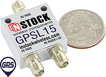 GPSL15 - Micro GPS Splitter, 1 Port DC Block w/ 200 Ohm Load