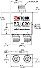 2-Way Type N Power Divider Outline Drawing