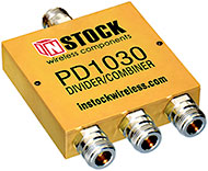 PD1030, 3-way power divider combiner with N-type coaxial connectors spanning 698-2700 MHz