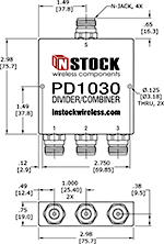 3-Way Type N Power Divider Outline Drawing