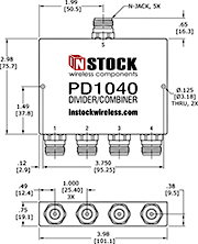 4 Way Type N Power Divider Outline Drawing