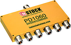 PD1060, 6-way power divider combiner with N-type coaxial connectors spanning 698-2700 MHz