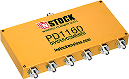 PD1160, 6-way power divider combiner with SMA coaxial connectors spanning 698-2700 MHz