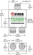 RoHS Power Divider Combiner, 2-Way, N-Type Outline Drawing