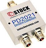 PD2021, IP67 outdoor weatherproof 2-way power divider combiner with N-type coaxial connectors spanning 698-2700 MHz