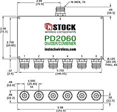 6-Way, N-Jack, RoHS Power Divider Combiner