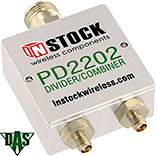 PD2202 - 2 Way Power Divider Combiner, SMA w/ Type N Sum Port