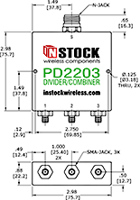 RF Splitter Combiner SMA-jack and N-jack Outline Drawing