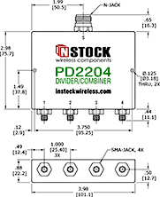 RF Splitter Combiner SMA-jack and N-jack Outline Drawing