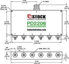 RF Splitter Combiner SMA-jack and N-jack Outline Drawing