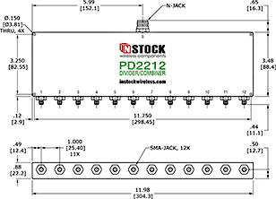 RF Splitter Combiner SMA-jack and N-jack Outline Drawing