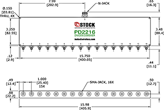 RF Splitter Combiner SMA-jack and N-jack Outline Drawing