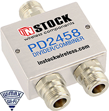 2-Way, IP67, N-Jack, RF Power Divider Combiner