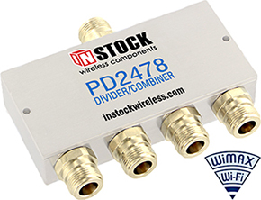 4-Way, IP67, N-Jack, RF Power Divider Combiner