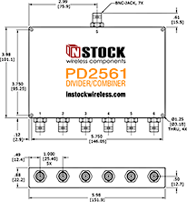 TETRA, UHF, RFID Splitter Combiner BNC-jack Outline Drawing