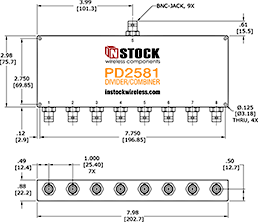 TETRA, UHF, RFID Splitter Combiner BNC-jack Outline Drawing