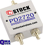 PD2720, 2-way power divider combiner with QMA coaxial connectors spanning 698-2700 MHz